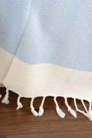 Jeté de canapé Baliksirti - Bleu clair et beige