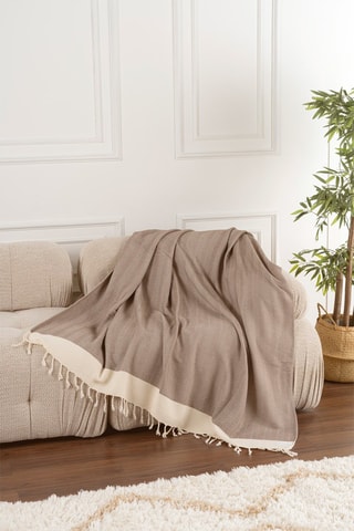 Jeté de canapé Baliksirti - Marron et beige