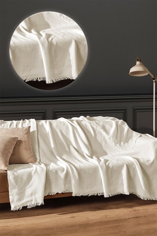 Jeté de canapé en coton 280 g/m² - Ecru - 180 x 210 cm
