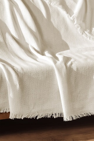 Jeté de canapé en coton 280 g/m² - Ecru - 180 x 210 cm
