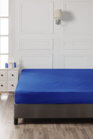 Drap-housse en coton 61 fils/cm² - Bleu