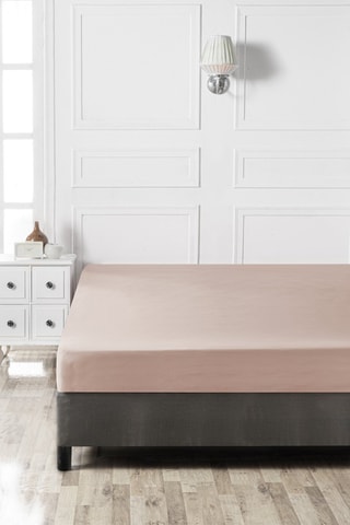Drap-housse en coton 61 fils/cm² - Beige