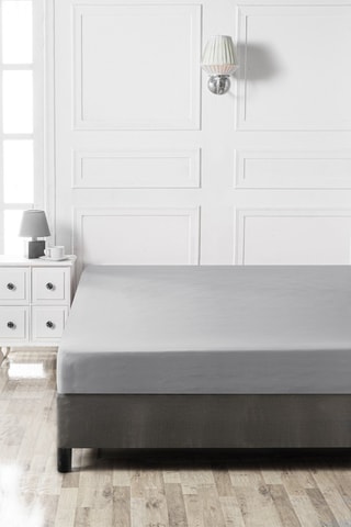 Drap-housse en coton 61 fils/cm² - Gris clair