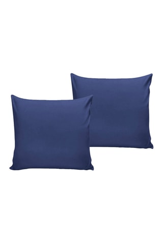 2 taies d'oreiller en coton 61 fils/cm² - Bleu foncé