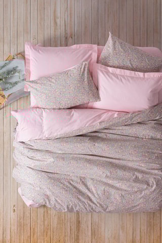 Parure de couette en coton Sihu 57 fils/cm² - Rose et gris