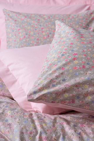 Parure de couette en coton Sihu 57 fils/cm² - Rose et gris