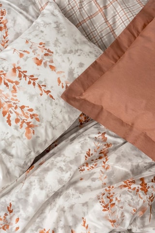 Parure de couette en coton 57 fils/cm² Lamina - Marron et blanc
