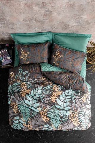 Parure de couette en satin de coton 81 fils/cm² Clorasa - Vert et gris