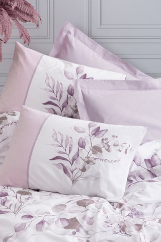 Parure de lit en coton 57 fils/cm² Nadia - Violet et blanc 