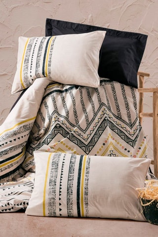 Parure de lit en coton 57 fils/cm² Elvira - Blanc et noir