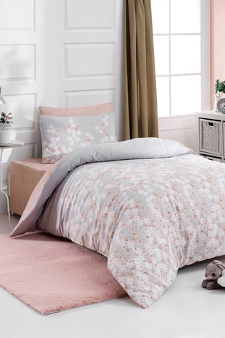 Parure de couette en coton Piti Yaprak - Gris