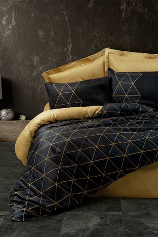 Parure de lit en coton 57 fils/cm² Veta - Doré et noir
