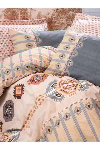 Parure de couette en coton 57 fils/cm² Dokota - Gris et beige