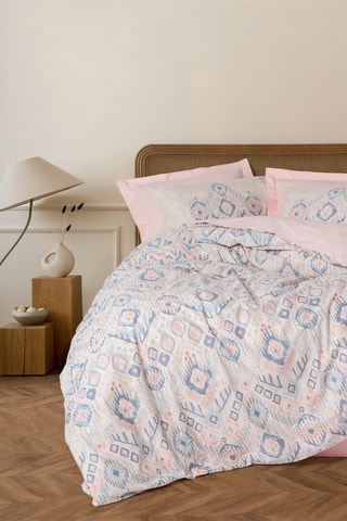 Parure de couette en coton 57 fils/cm² Mosola - Saumon et bleu