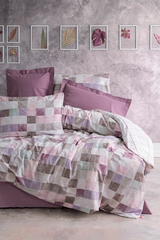 Parure de couette en coton 57 fils/cm² Maro - Rose et beige