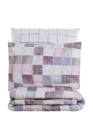 Parure de couette en coton 57 fils/cm² Maro - Rose et beige