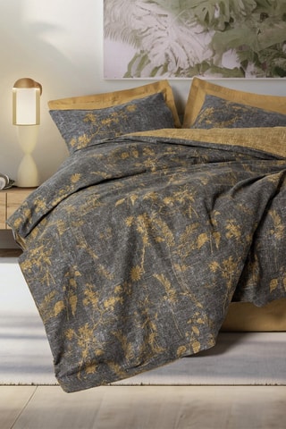 Parure de couette en coton 57 fils/cm² Yadawa - Moutarde et gris