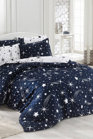 Parure de couette en coton 48 fils/cm² Halley - Bleu foncé