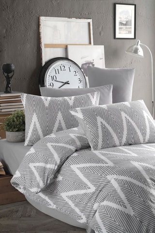 Parure de couette 47 fils/cm² Olivia - Gris et blanc