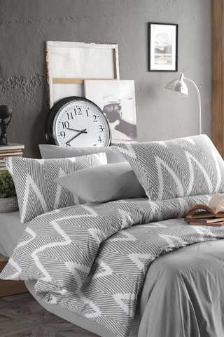 Parure de couette 47 fils/cm² Olivia - Gris et blanc