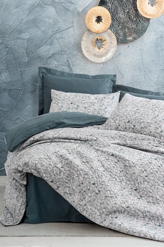 Parure de lit en coton 57 fils/cm² Molly - Bleu-gris