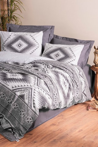 Parure de couette en coton 140 fils/cm² Delos - Blanc et gris