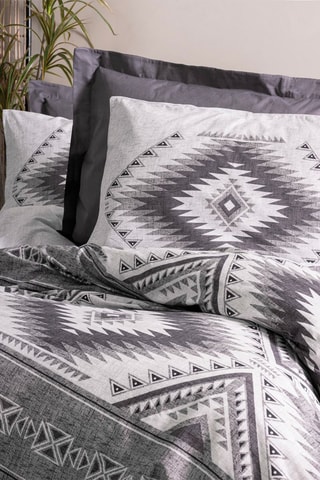 Parure de couette en coton 140 fils/cm² Delos - Blanc et gris