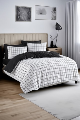 Parure de couette en coton 48 fils/cm² Artus - Blanc et noir