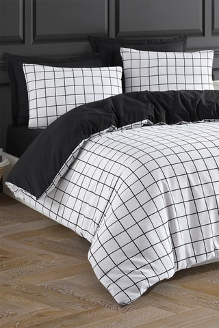 Parure de couette en coton 48 fils/cm² Artus - Blanc et noir