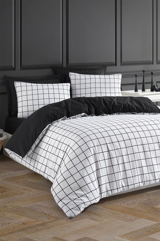 Parure de couette en coton 48 fils/cm² Artus - Blanc et noir