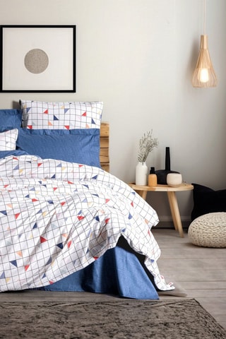 Parure de couette en coton Stew - 57 fils/cm² - Bleu et blanc
