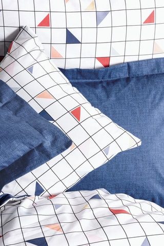 Parure de couette en coton Stew - 57 fils/cm² - Bleu et blanc