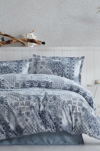 Parure de couette en coton 155 fils/cm² Pava - Bleu et blanc