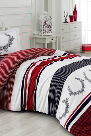 Parure de couette Oaken - Blanc et rouge