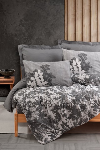 Parure de lit en coton 57 fils/cm² Lunt - Anthracite et blanc