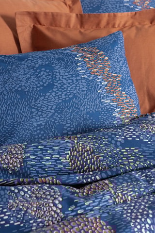 Parure de lit en coton 57 fils/cm² Tedric - Bleu et marron