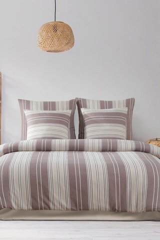 Parure de couette en coton 48 fils/cm² Lima - Marron et beige