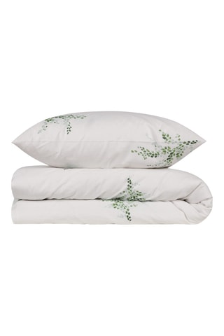 Parure de couette en coton Meltem - 57 fils/cm² - Blanc et vert