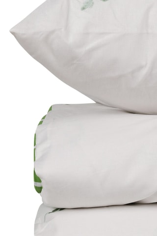 Parure de couette en coton Meltem - 57 fils/cm² - Blanc et vert