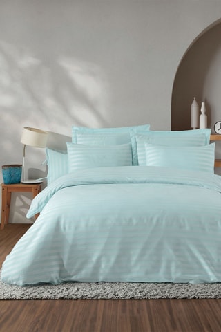 Parure de couette en coton 117 fils/cm² - Bleu et blanc