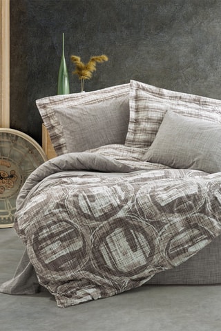 Parure de couette en coton Root - 145 fils/cm² - Gris et blanc
