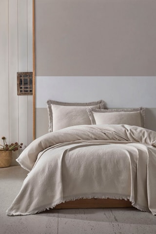 Ensemble couvre-lit en coton Grace - Beige