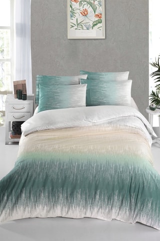 Parure de couette en coton 145 fils/cm² - Vert et blanc