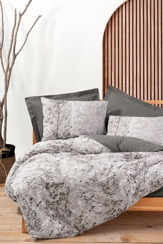 Parure de lit en coton 57 fils/cm² Odin - Gris et blanc