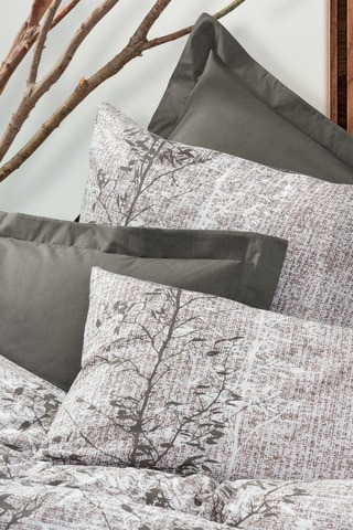 Parure de lit en coton 57 fils/cm² Odin - Gris et blanc