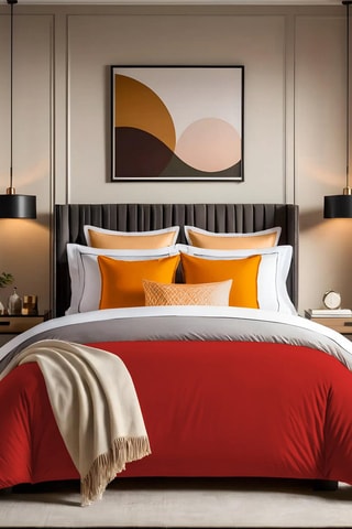 Housse de couette en coton 57 fils/cm² Orage - Rouge