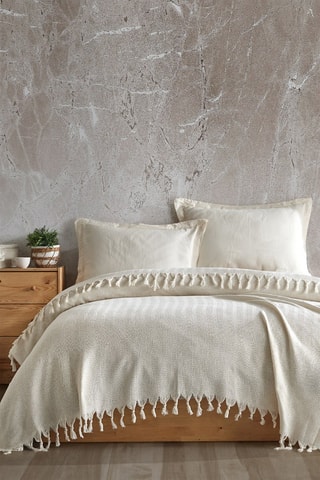 Jeté de canapé en coton recyclé 280 g/cm² - Ecru - 200 x 220 cm