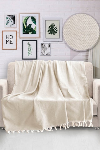 Jeté de canapé en coton 290 g/m² - Ecru - 170 x 230 cm