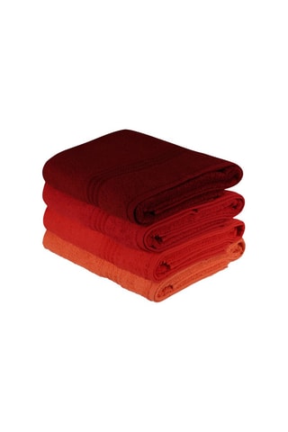 4 draps de douche - Rouge - 70 x 140 cm