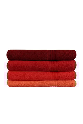 4 draps de douche - Rouge - 70 x 140 cm